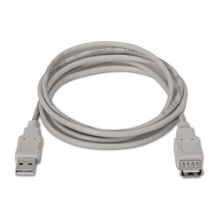 Aisens Cable de Extensión USB 2.0 Tipo A Macho a Tipo A Hembra, 3m, Beige